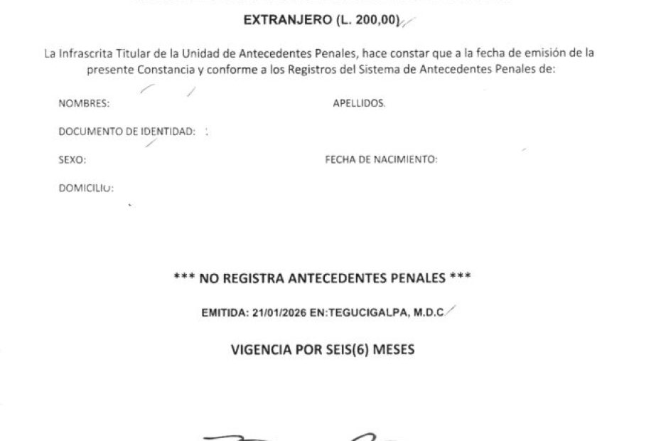 antecedentes penales de honduras para el extranjero