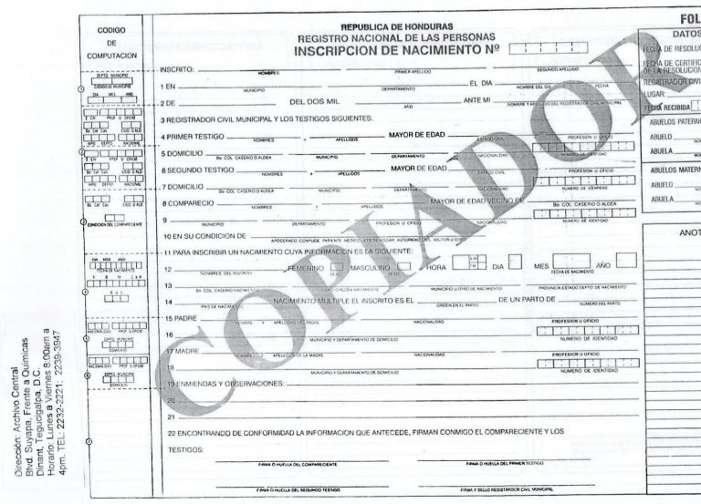Certificación de Acta de Nacimiento Apostillada en Honduras - Tramites HN