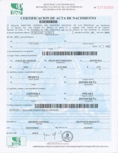 Como obtener la Partida de Nacimiento en Honduras