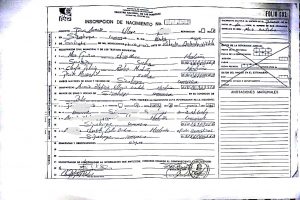 Copia de Folio de Nacimiento Certificada como requisito para la Residencia Americana