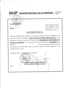 Autentica de documentos del Registro Nacional de las Personas en Honduras